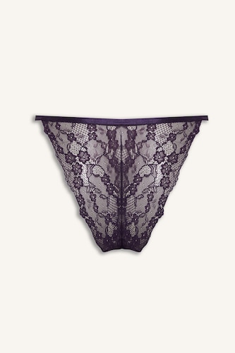 Lace Detail Satin Brazilian Panty