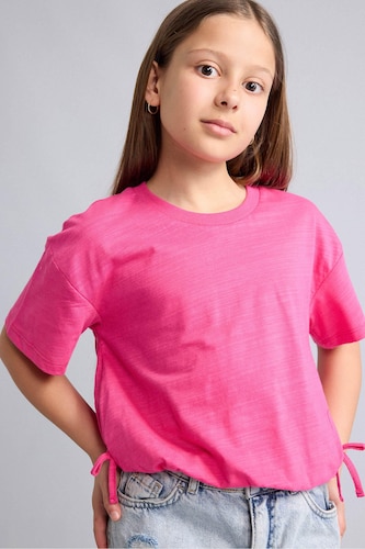 Young Girls - Teen Girls Pink Relax Fit Short Sleeve T-Shirt