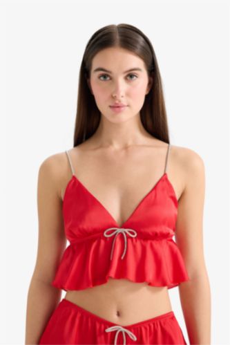 FEMME Rouge Haut en satin Coupe régulière