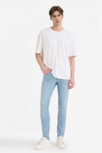 Man Light Blue Carlo Skinny Fit Super Skinny Hem Denim Trousers
