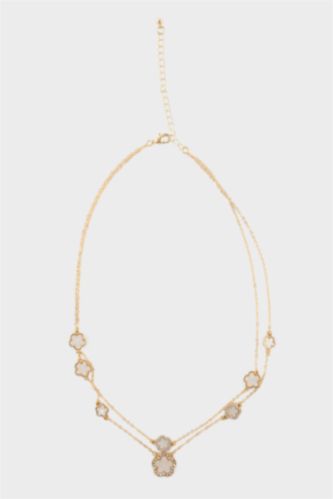 Kadın 2'li Beyaz Detaylı Yonca Kolye