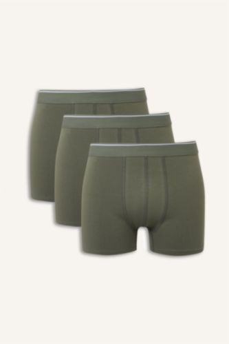 Erkek Açık Haki Regular Fıt 3'lü Boxer Set