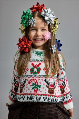 بلوفر بيبي بناتي قصة عادية بطبعة كريسماس