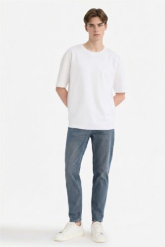 Slim Tapered Fit Dar Kalıp Normal Bel Daralan Paça Jean Pantolon