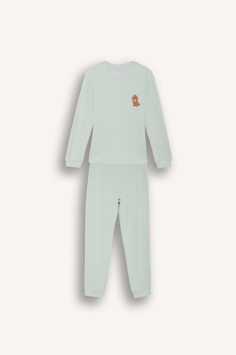 Regular Fit Waffle Top Bottoms 2 Piece Pyjamas Set
