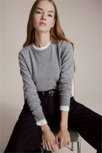 қалыпты пішім дөңгелек жаға трикотаж Пулловер