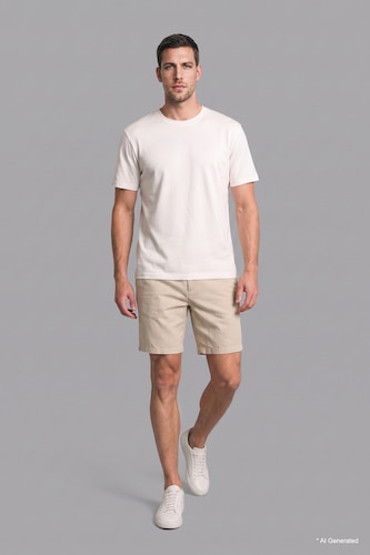 Men Light Grey 100% Linen Shorts