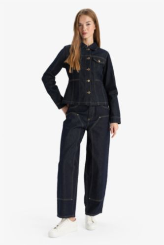 Jean long taille haute Coupe barrel