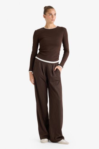 Wide Leg Striped Trousers
