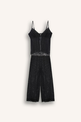 Pijama Takımı Regular Fit Askılı Şifon Üst Uzun Alt