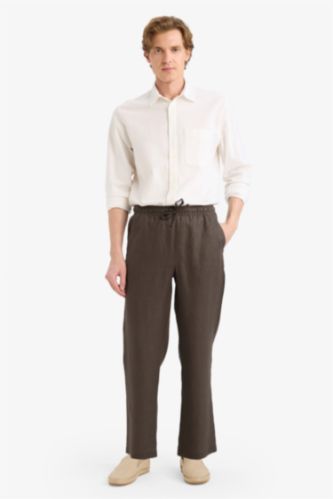 رجالي بني بنطلون كتان