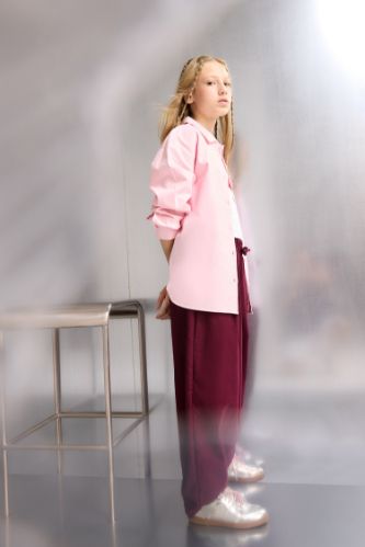 Girl Barrel Fit Cotton Trousers