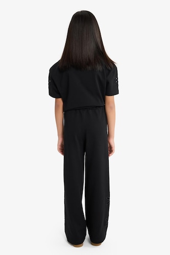 Girl 100% Cotton Embroidered Wide Leg Trousers