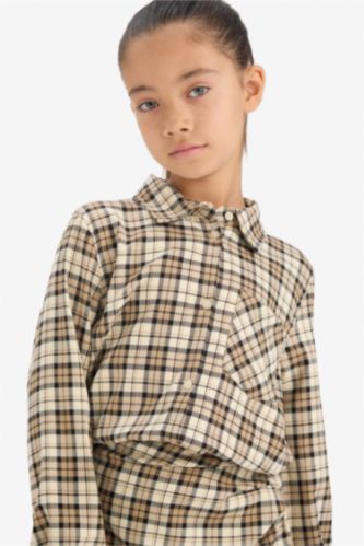 Kız Çocuk Oxford Kareli Uzun Kollu Gömlek