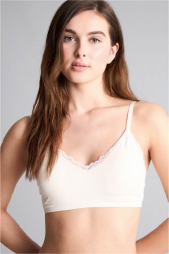 WOMAN Ecru Lace Detail Removable Cup Removable Padded T-Shirt Bra