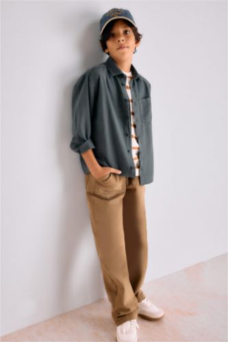 Erkek Çocuk Loose Fit Standart Paça Gabardin Pantolon