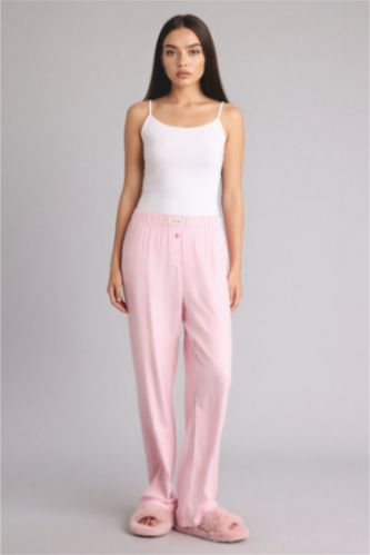 Woman Pink Regular Fit Flanel Bottom