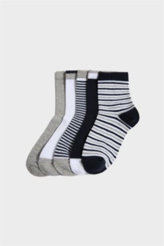 Erkek Çocuk - Genç Erkek Karma Çizgili 5'li Pamuklu Uzun Çorap Erkek Çocuk