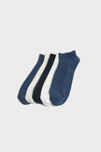Erkek Mavi Erkek 5'li Pamuklu Sneaker Çorap