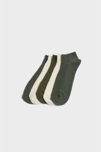 Erkek Yeşil 5'li Pamuklu Sneaker Çorap