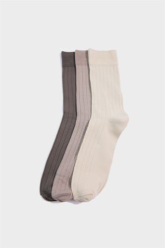 رجالي بني فاتح شرابات طويلة رجالي بامبو - 3 قطع