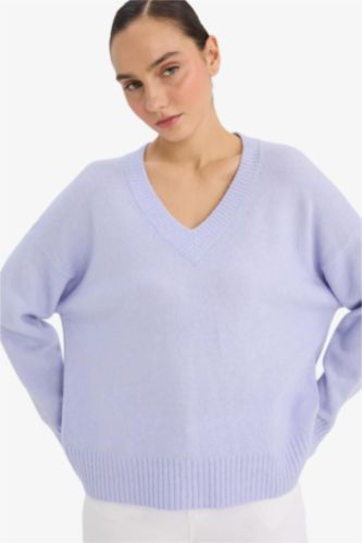 Вязаный свитер Oversize с V-образным вырезом