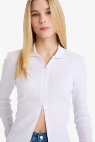 Fitted поло жағалы кашкорсе кардиган