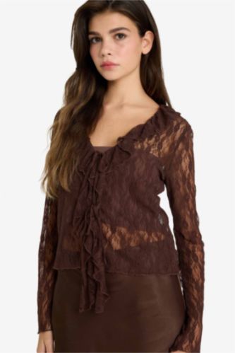 Fitted ұзын жеңді шілтерлі блузка