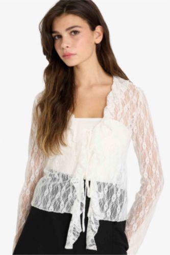 Fitted ұзын жеңді шілтерлі блузка