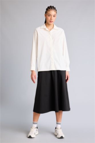 Kadın Siyah Standart Fıt Dokuma Etek