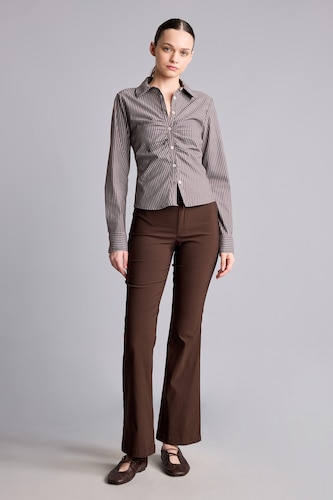 Women Brown Normal Waist Flare Trousers