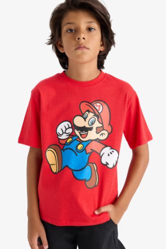 Erkek Çocuk Nintendo Bisiklet Yaka Kısa Kollu Tişört