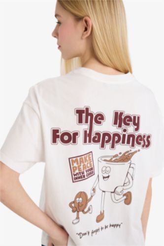 Oversize кең пішімді суретті қысқа жеңді футболка