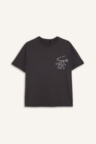 Oversize кең пішімді суретті қысқа жеңді футболка