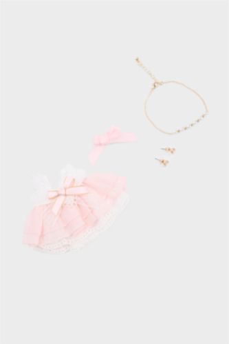 Kadın Pembe Detaylı Giydirilebilir Anahtarlık Kostümü