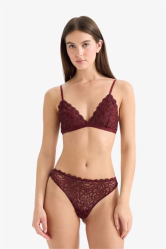 WOMAN Bordeaux Glitter Lace Brazilian Panty