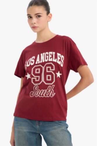 Футболка с принтом Oversize круглым вырезом и коротким рукавом