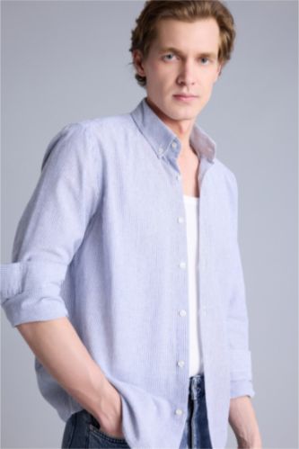 Man Indigo Melange Man Long Sleeve Shirt