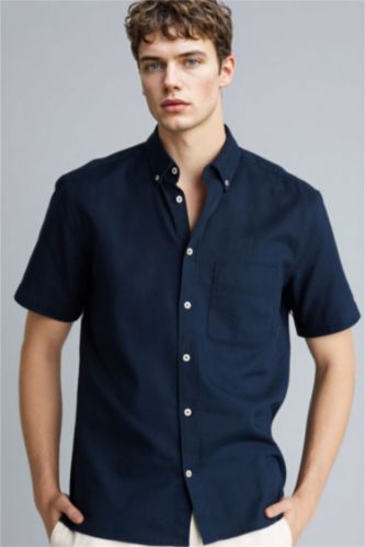 Мужчины Синий Рубашка из 100% хлопка