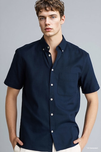 Men NAVY 100% Cotton Shirt