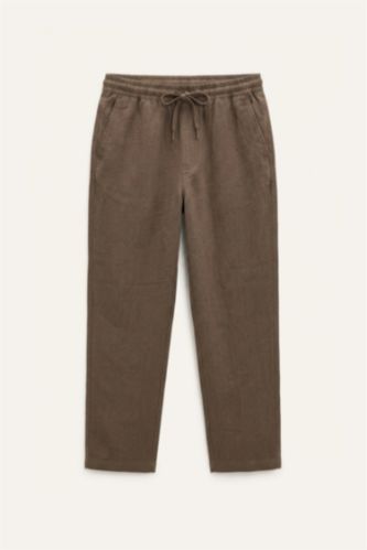 Erkek Camel %100 Pamuk Baggy Fit Pantolon