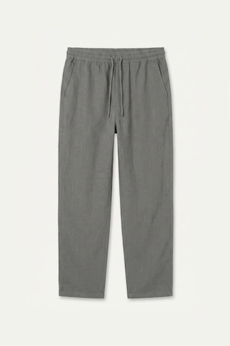 Baggy Fit Green 100% Cotton Elastic Waist Trousers