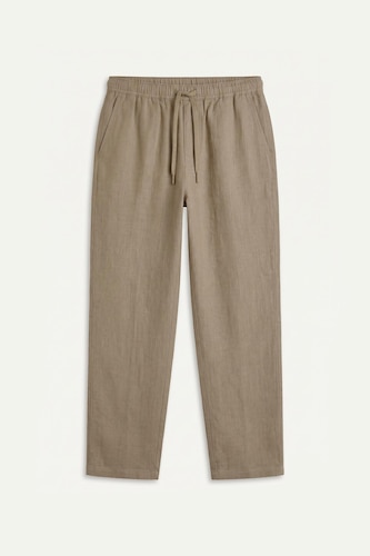 Baggy Fit Khaki 100% Cotton Elastic Waist Trousers