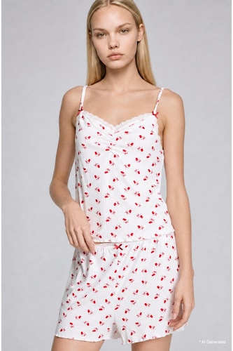 Cotton Red Printed Tank Top