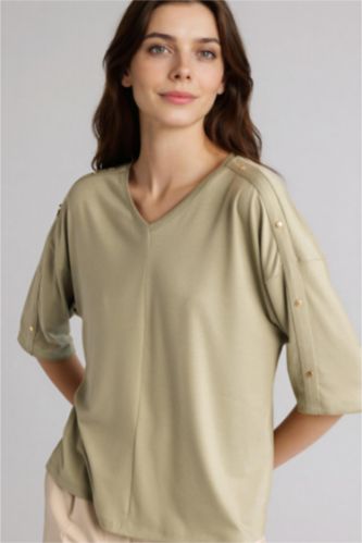 WOMAN Light Khaki Relax Fit Long Sleeve T-Shirt