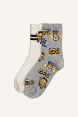 Erkek Çocuk - Genç Erkek Karma Pamuklu 2'Li Çorap Erkek Çocuk