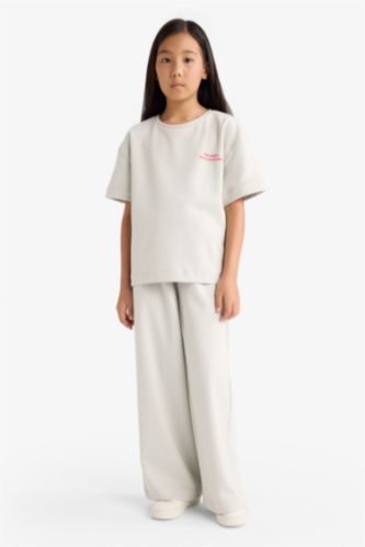 Kız Çocuk 2'li Takım Baskılı Kısa Kollu Tişört Eşofman Altı