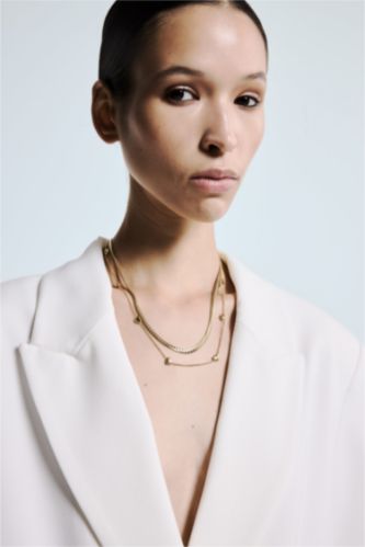 Kadın Gold 2'li Çelik Kolye