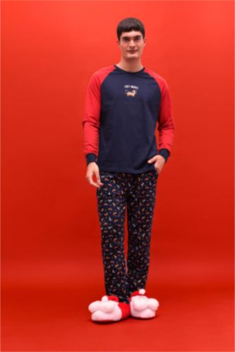 Pijama Takımı Regular Fit Baskılı Uzun Kollu Üst Uzun Alt