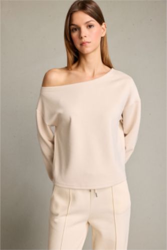 Kayık Yaka Modal Sweatshirt